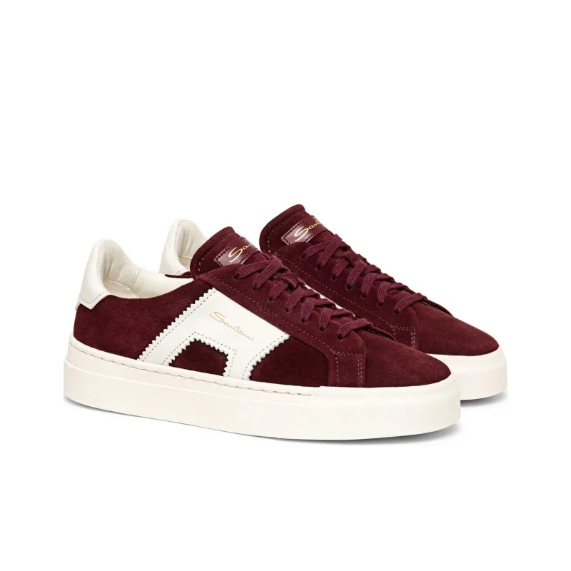 Santoni Wear-Resistant Low-Top Skateboard Shoes Women's Red White-2