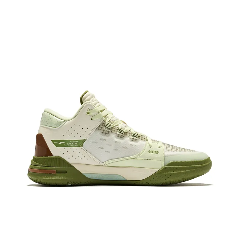 Erke Qibian Qi-Wuwei Cushioning Coverage High-Top Basketball Shoes Men's Cotton White Pasture Green-1