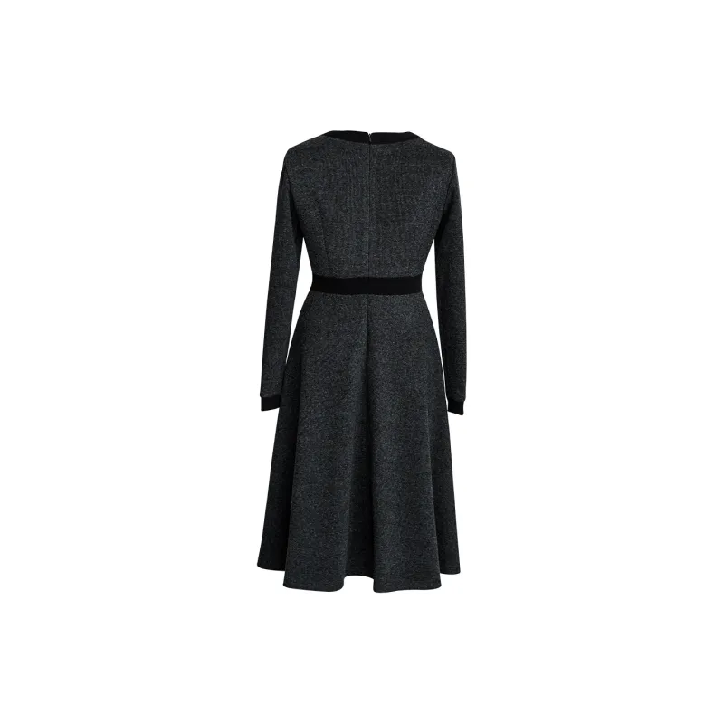 ROEYSHOUSE Long Sleeved Dress Women's Black Gray-1