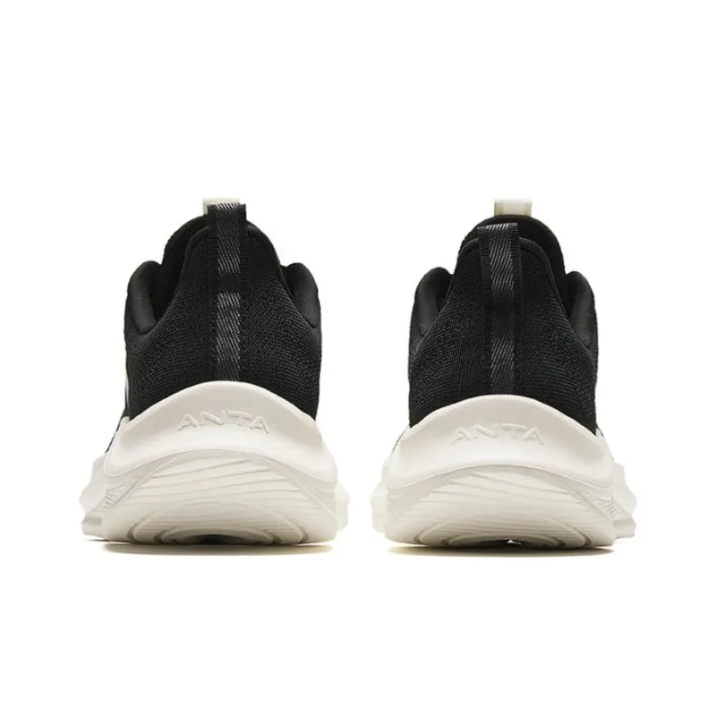 Anta Cushioned Slip Resistant Breathable Lightweight Low Top A Flowfoam Running Shoes Men's Black White-3