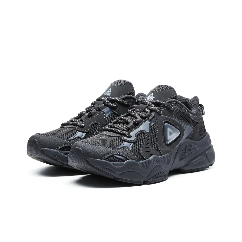 PEAK Taichi P2K Chunky Sneakers Cushioning Rebound Wear Resistant Low Top Casual Shoes Women's Dark Gray-2