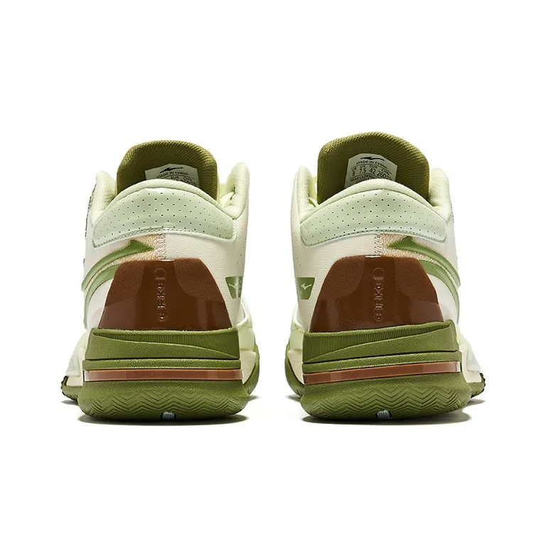 Erke Qibian Qi-Wuwei Cushioning Coverage High-Top Basketball Shoes Men's Cotton White Pasture Green-3