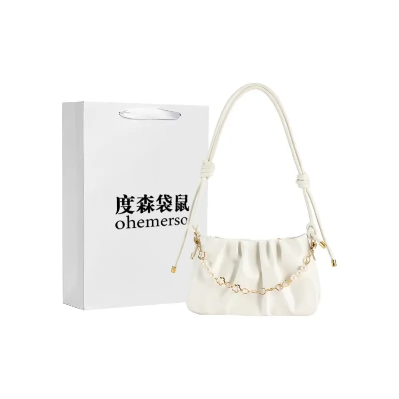 Dusen Kangaroo PU Shoulder Bag Regular Women's Pink/White/Black-8