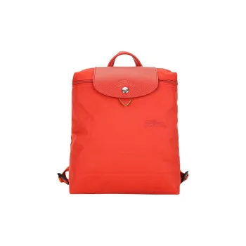LONGCHAMP Le Pliage Green Recycled Polyamide Canvas Backpack Medium Size Women's Bright Red