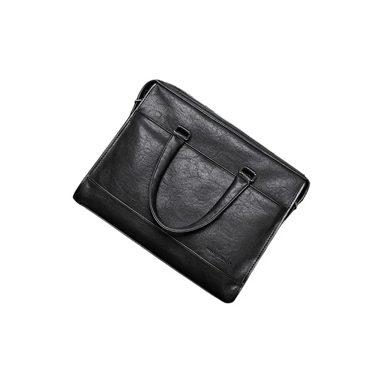COW Leather Texture, Microfiber Synthetic Leather One Shoulder Crossbody Portable Briefcase Tubas Men's Black-3