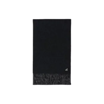 PRADA Embroidered logo Fringed Cashmere Scarf