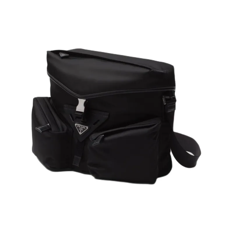 PRADA Recycled Nylon With Patchwork Leather Crossbody Bag Shoulder Bag Men's Black-1