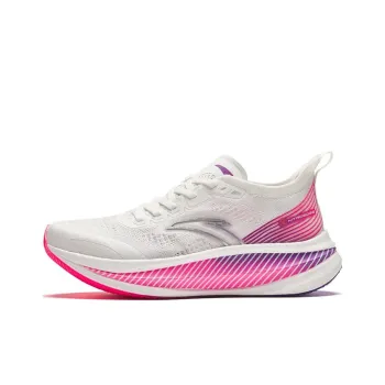 Anta Cushioned Wear Resistant Breathable Low Top Full Length Carbon Plate Training Running Shoes Women's White Pink