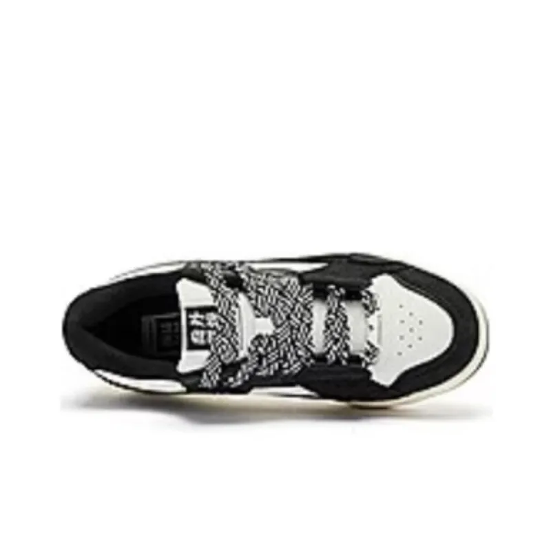 QIAODAN Mortise And Wood Zero Cushioning Wear Resistant Low Top Skateboard Shoes Men's Black-2