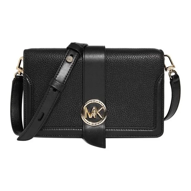 MICHAEL KORS Charm Leather Shoulder Bag, Crossbody Bag Medium Size Women's Black-0