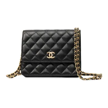 CHANEL WOC Grain Calfskin Crossbody Bag, Shoulder Bag Women's Black