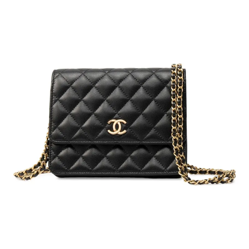 CHANEL WOC Grain Calfskin Crossbody Bag, Shoulder Bag Women's Black-0