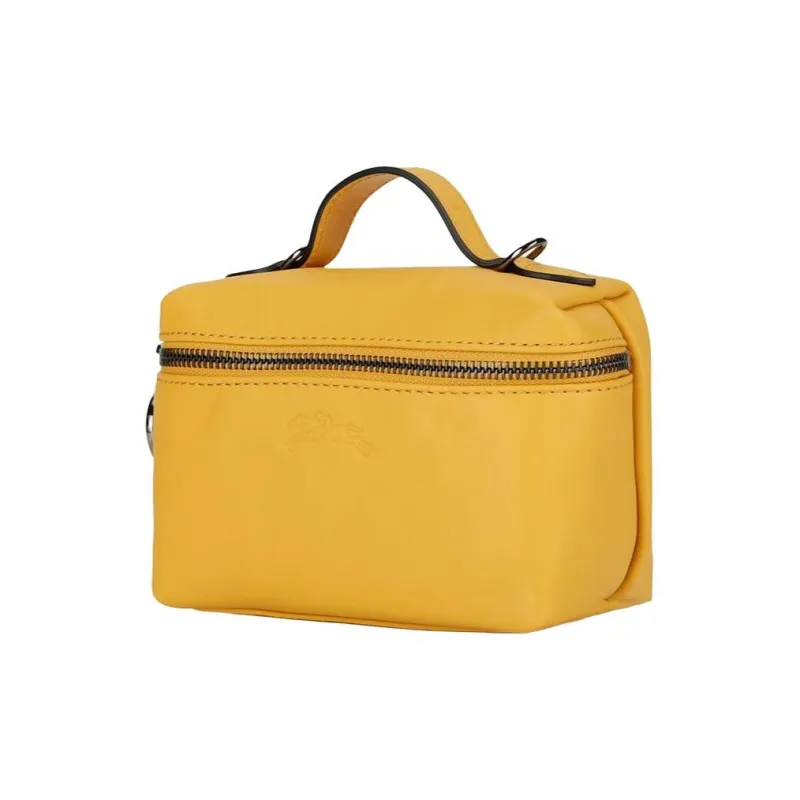 LONGCHAMP Le Pliage Xtra Cow Leather Box Bag Handbag Shoulder Bag Crossbody Bag Mini Women's Apricot Yellow-1