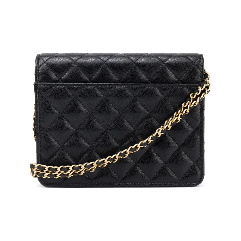 CHANEL WOC Grain Calfskin Crossbody Bag, Shoulder Bag Women's Black-2