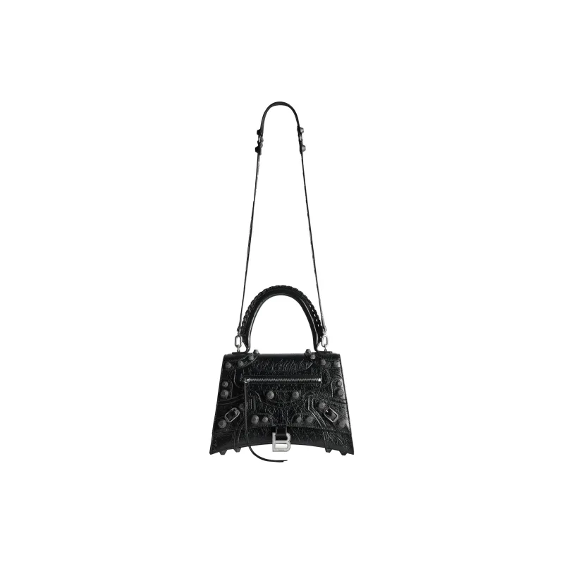 Balenciaga HourglassLe Cagole Fine Grained Sheepskin Shoulder Bag, Crossbody Bag, Handbag Medium Size Women's Black-4