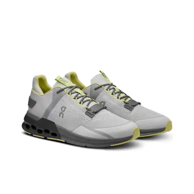 On Cloudnova Flu Abrasion Resistant Low Top Running Shoes Men's Gray Yellow-2