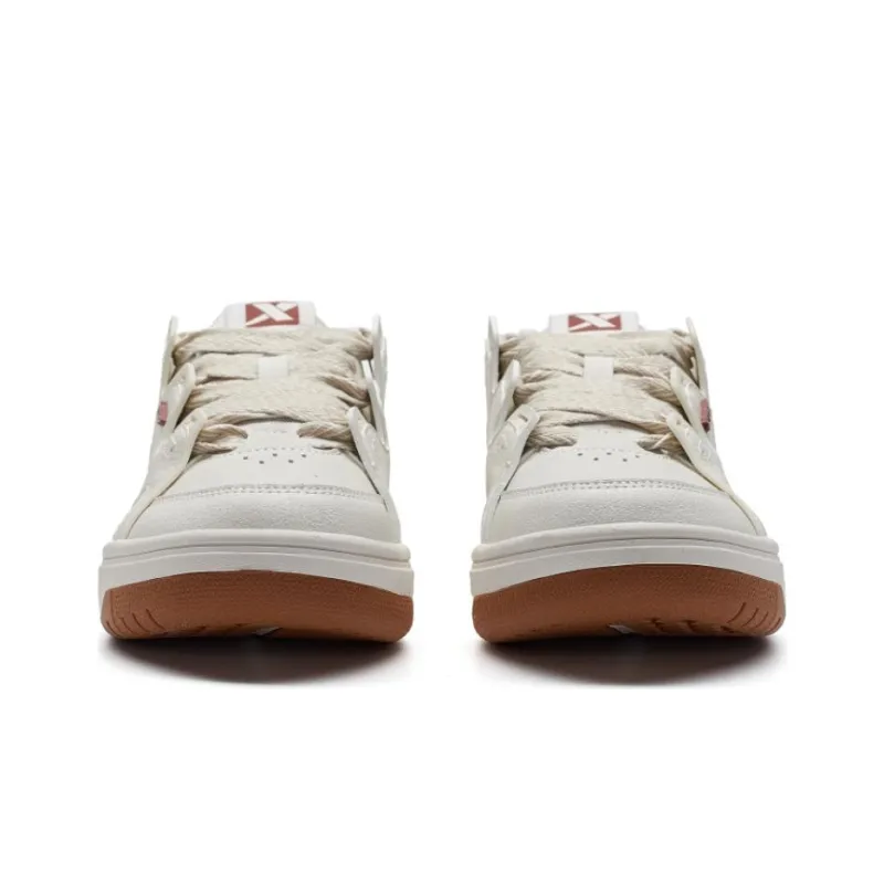 XTEP MXNAVI Map Slip Resistant Shock Absorbers Low Top Skateboard Shoes Men's White Sand Gray-2