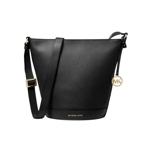 MICHAEL KORS Leather Bucket Bag, Shoulder Bag, Crossbody Bag Medium Size Women's Black