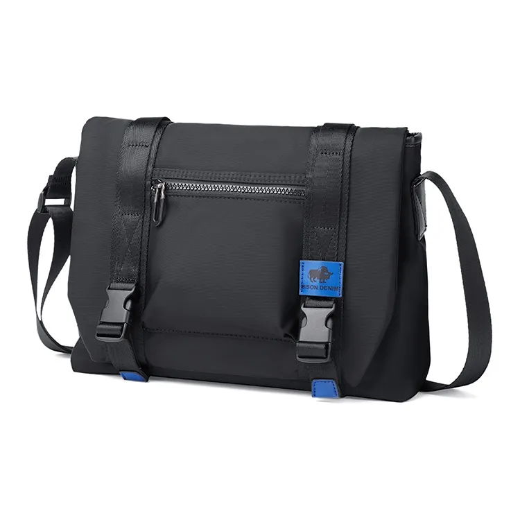 BISON DENIM Nylon Fabric, Blended With Microfiber Shoulder Bag Regular Men's Black-1