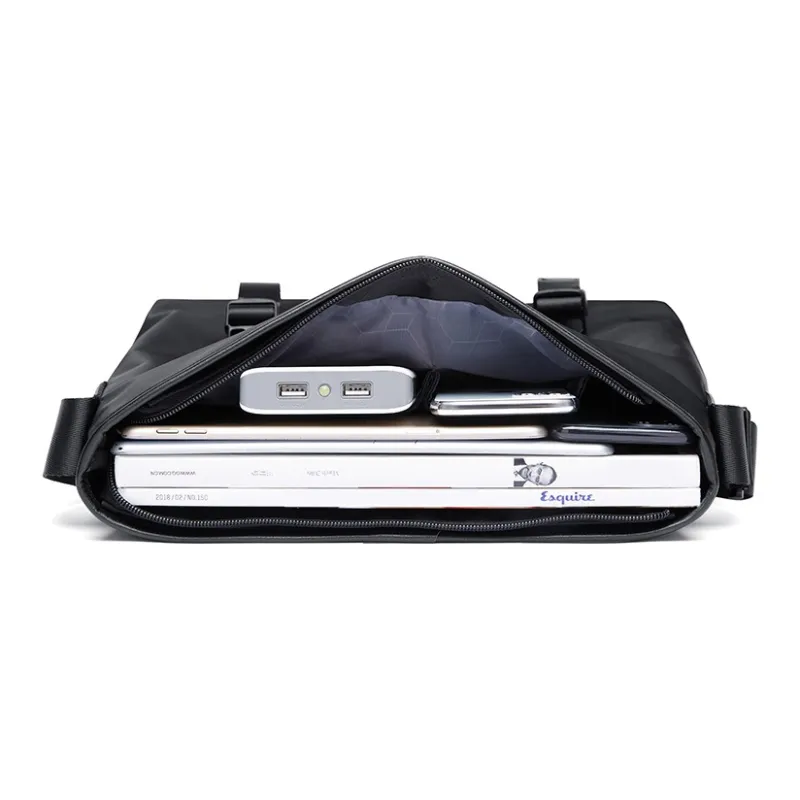 BISON DENIM Nylon Fabric, Blended With Microfiber Shoulder Bag Regular Men's Black-5