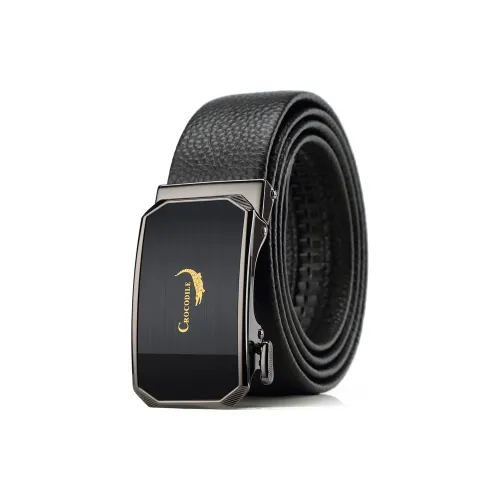Crocodile Business knitted-motif With Casual Cow Leather Automatic Buckle Leather Belts Men's 3.6CM