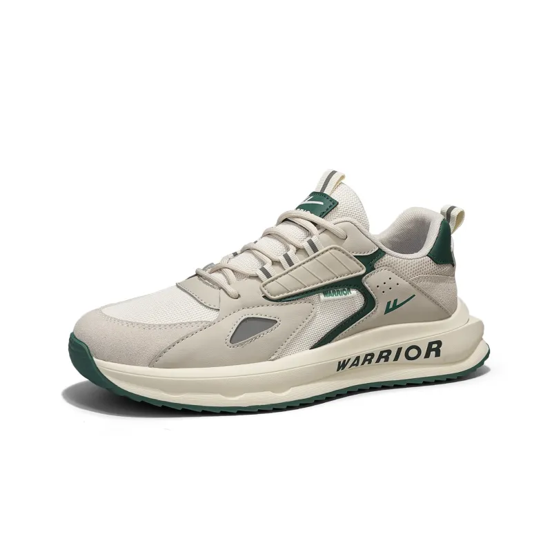 Warrior Height Increasing Abrasion Resistant Low Top Running Shoes Men's Gray Beige Green-1