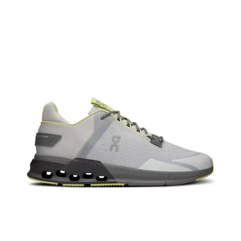 On Cloudnova Flu Abrasion Resistant Low Top Running Shoes Men's Gray Yellow-1