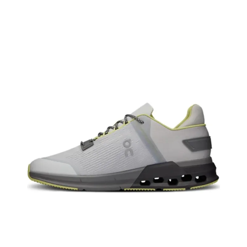 On Cloudnova Flu Abrasion Resistant Low Top Running Shoes Men's Gray Yellow-0