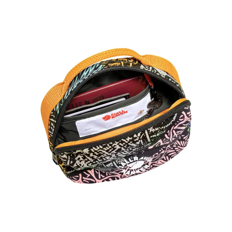 Fjallraven Kanken Recycled Polyester Blended Cotton Fanny Pack Unisex Black & Orange-3