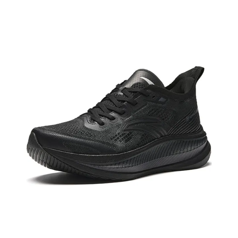 Anta Cushioned Slip Resistant Abrasion Resistant Low Top Full Length Carbon Plate Marathon Running Shoes Men's Black-1
