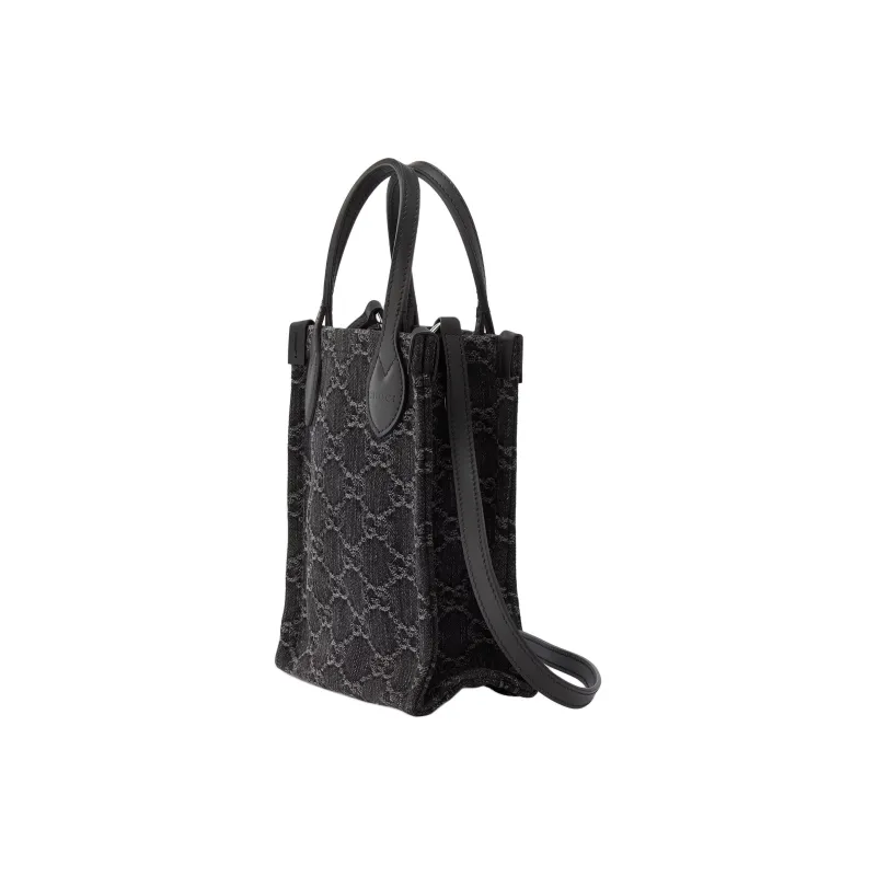 GUCCI Ophidia Denim Shoulder Bag Crossbody Bag Handbag Mini Women's Gray & Black-1