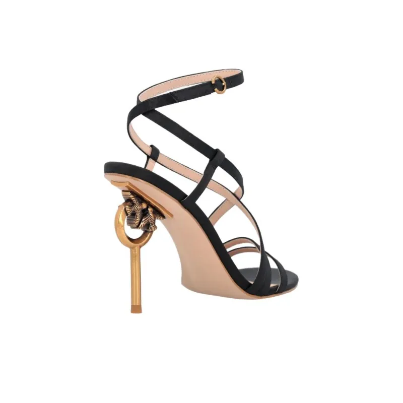 PINKO Love Birds Series Strap Sandals 10cm Women's Black-3