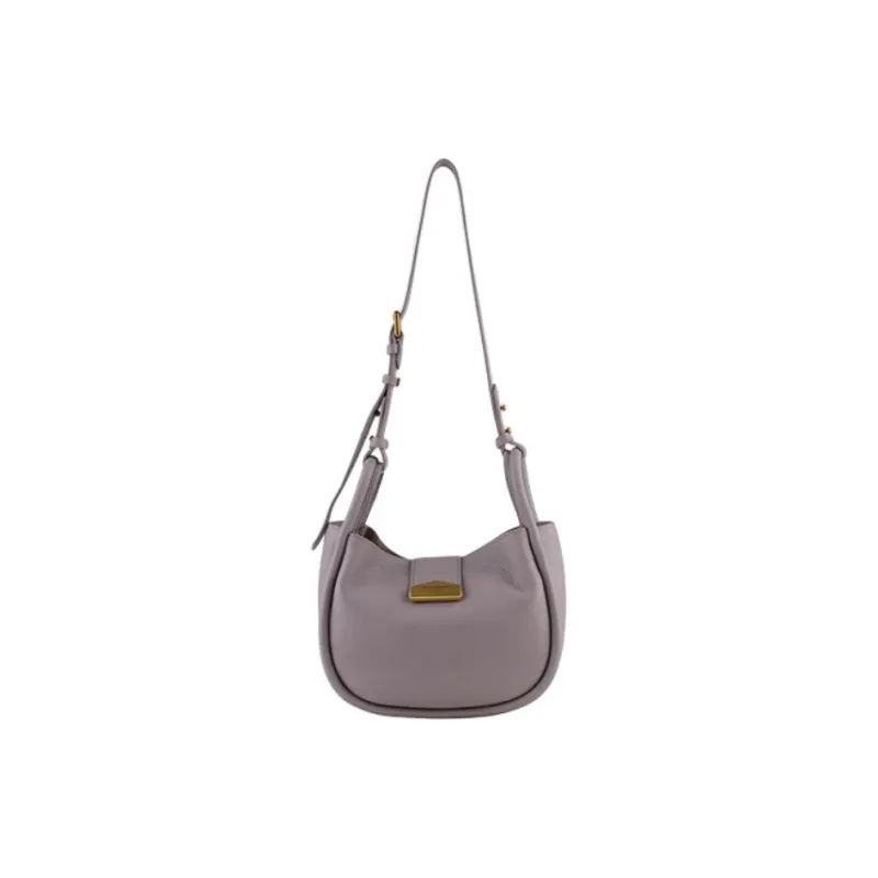 POURCHET Cow Leather Shoulder Bag Small Size Women's Sand Yellow/Elephant Gray/Black/Orange/Light Khaki/Light Purple-10