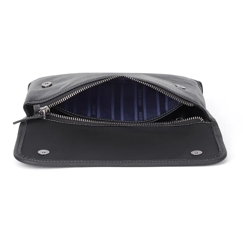 BISON DENIM Top Grain Cow Leather Crossbody Bags Shoulder Bags Regular Men's Black-4