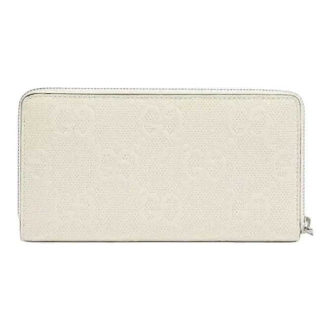 GUCCI Leather With Nylon Wallet Unisex White-0