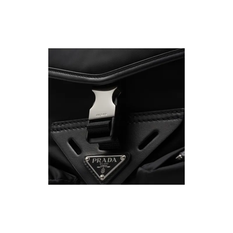 PRADA Recycled Nylon With Patchwork Leather Crossbody Bag Shoulder Bag Men's Black-5