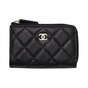 CHANEL Grain Embossed Calfskin Coin Purse Regular Women's Black