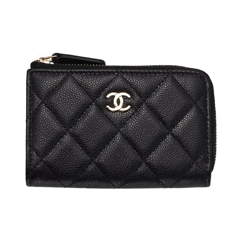 CHANEL Grain Embossed Caviar Calfskin Coin Purse Women's Black-0