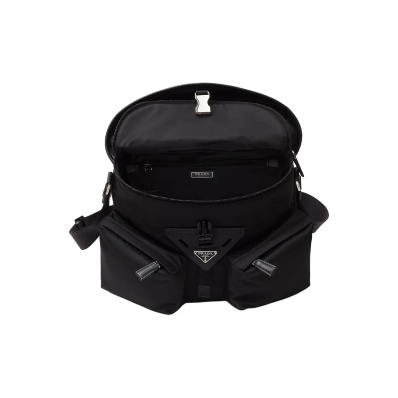 PRADA Recycled Nylon With Patchwork Leather Crossbody Bag Shoulder Bag Men's Black-4