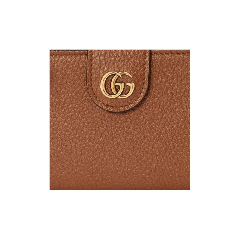 GUCCI Leather Wallet Medium Size Women's Brown-6