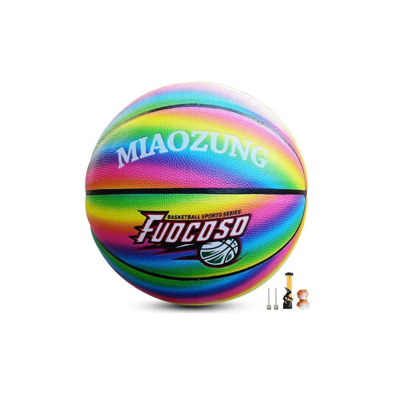 MIAOZUNG Microfiber Leather Basketball Rainbow Size 7 Training Unisex-1