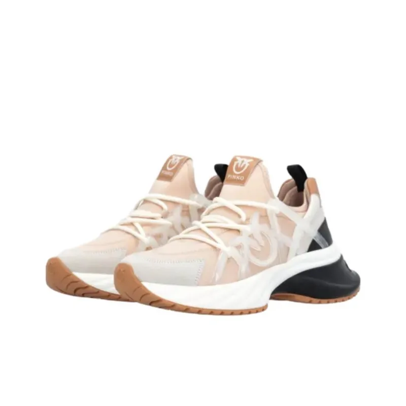 PINKO Love Birds Panelled Lace Up Sneakers Women's-3