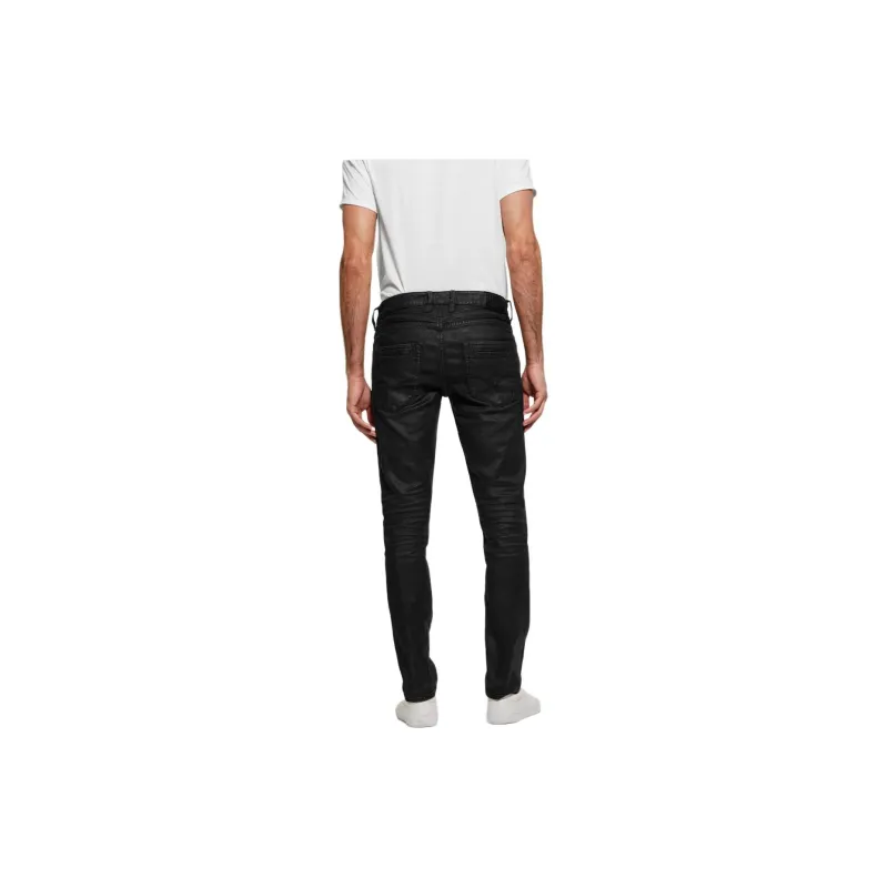 GUESS Coated Denim Slim Tapered Zip Jeans Jeans Men's Black-1