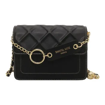 UNITE STAR PU Small Square Bag Crossbody One Shoulder Medium Size Women's Black/Ecru/Khaki