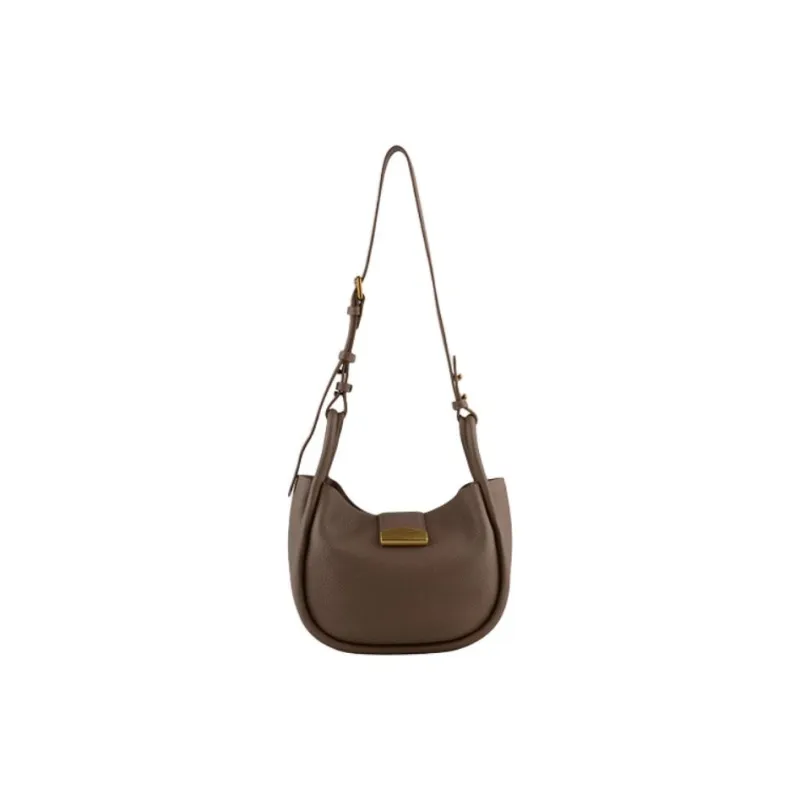 POURCHET Cow Leather Shoulder Bag Small Size Women's Sand Yellow/Elephant Gray/Black/Orange/Light Khaki/Light Purple-2