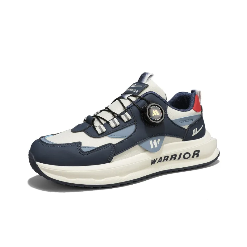 Warrior Cushioning, Abrasion Resistant, Height Increasing Low Top Running Shoes Men's Beige Blue-1