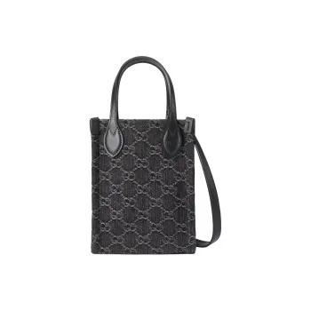 GUCCI Ophidia Denim Shoulder Bag Crossbody Bag Handbag Mini Women's Gray & Black