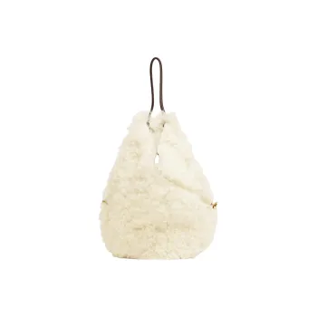 Bottega Veneta Lambskin Handbag Shoulder Bag Medium Size Women's Ivory With Fudge