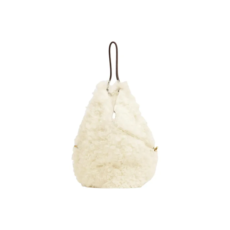 Bottega Veneta Lambskin Handbag Shoulder Bag Medium Size Women's Ivory With Fudge-0