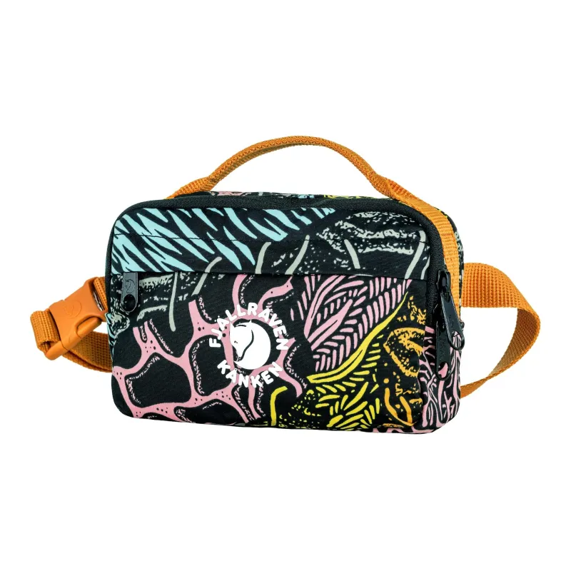 Fjallraven Kanken Recycled Polyester Blended Cotton Fanny Pack Unisex Black & Orange-1